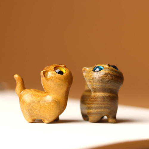 4 Estatua De Gato, Figura De Madera Coleccionable, Estilo A