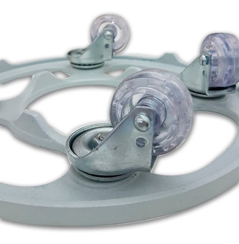 Imagem 5 de 6 de Suporte Para Vaso Redondo 30cm Alumínio Roda Silicone Cinza