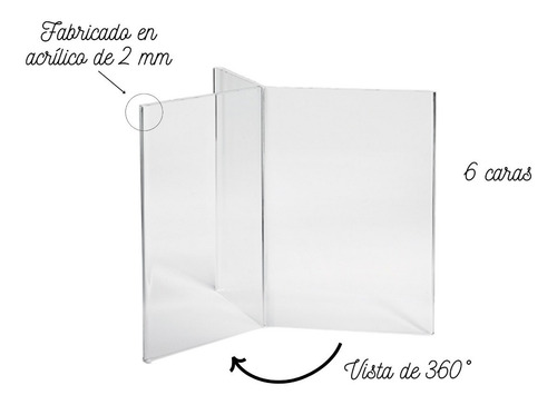Porta Menú 6 Caras Acrílico 2mm 1/4 De Hoja