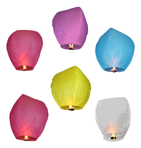 12 Globos de Cantoya fabricados en papel China 80 X 37 cm para elevar incluye parafina y mechero