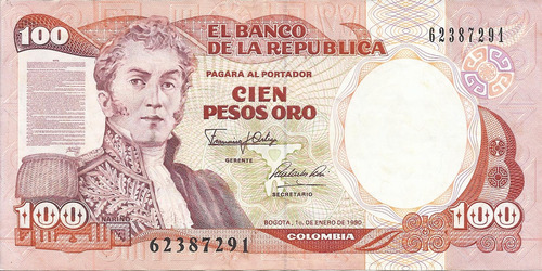 Colombia  100 Pesos Oro 1 De Enero 1990