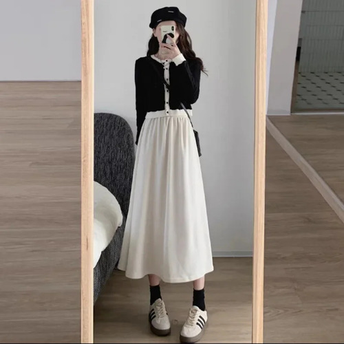 Falda Midi En A De Pana Con Forro Polar, Otoño/invierno