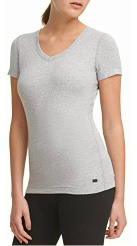 Dkny Camiseta De Manga Corta Para Mujer, Gris Perla Jaspeado