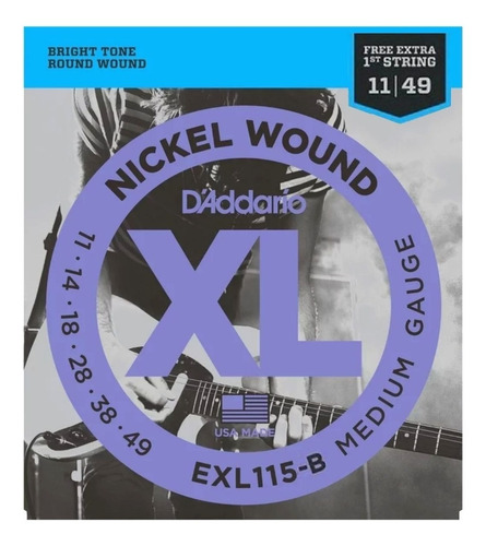 Encordoamento Guitarra 011 Daddario Exl115-b +1a Corda Extra