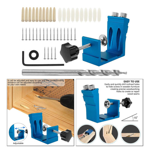 Carpinteros 15 ° Agujero Bolsillo Jig Paso Oblicuo