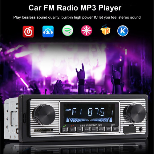 Reproductor MP3 LOHOME Classic Single Din para coche con Bluetooth
