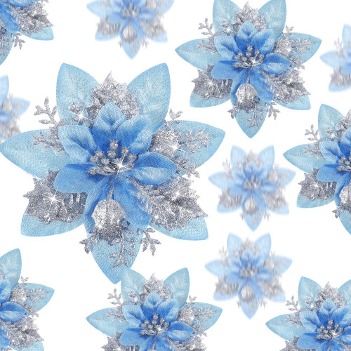 Conjunto De 24 Flores De Pascua Artificiales Para Árbol De N