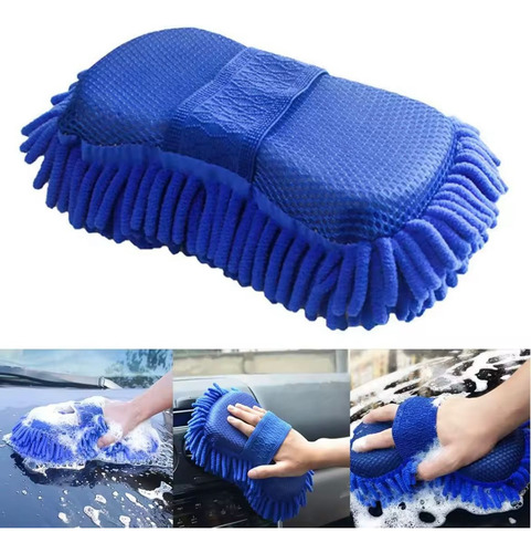 Kit De Limpieza Para Carros Y Más Microfibra Y Esponja Coche Azul