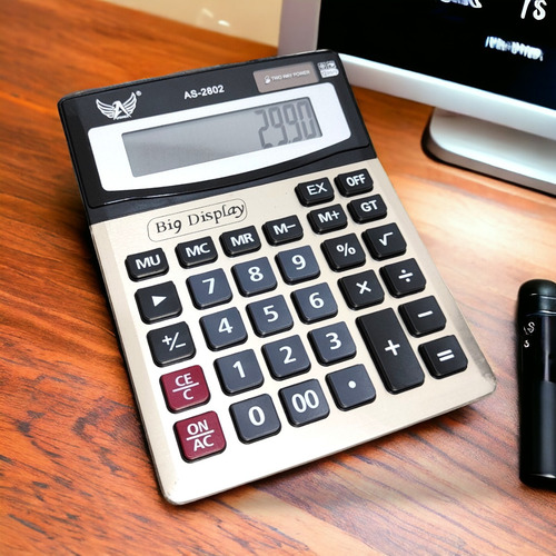 Calculadora De Mesa Tela E Teclado Grande Com Pilha Incluso Altomex AS-2802