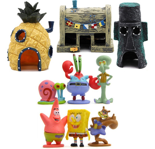 Figura Adorno Serie Bob Esponja, 9 Piezas