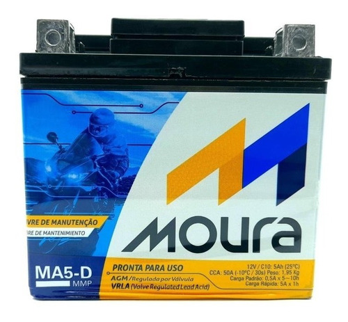 Bateria Moura Biz 125 Flex  2011 A 2015 Ma5-d 5 Amperes