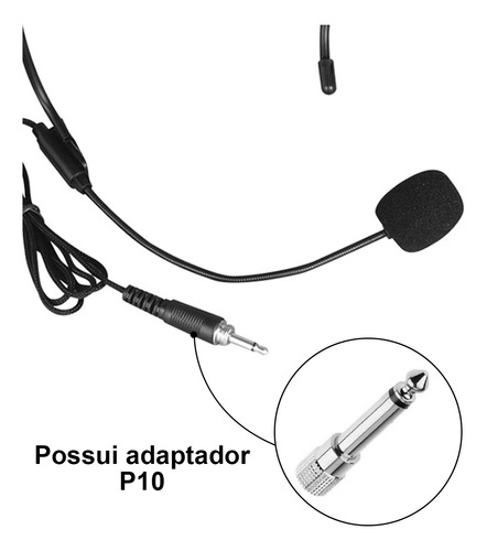 Microfone Headset De Cabeça P2/p10 Cabo 4 Metros - Skypix Cor Preto