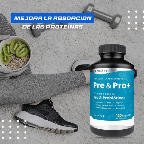 Probióticos, prebióticos, enzimas digestivas, inulina, mct, sabor a óleo, 120 cápsulas