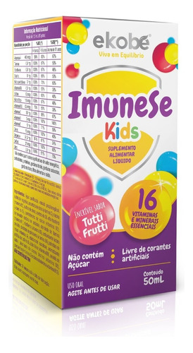 Imunese Kids- 16 Vitaminas E Minerais-50ml- Tutti Frutti