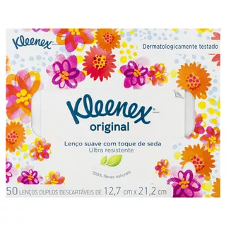Lenços de papel descartáveis Kleenex Original Suave em caixa 50 u