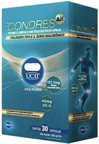 Condres Ah 30 Cápsulas Colágeno Tipo 2 + Ácido Hialurônico Sem Sabor