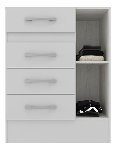 Cômoda Sapateira Grande 4 Gavetas 1 Porta Cor Branca Cor Branco