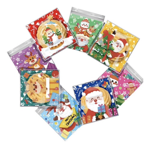 Navidad Bolsas Para Galletas De Santa Dulces 100 Pzs Variada