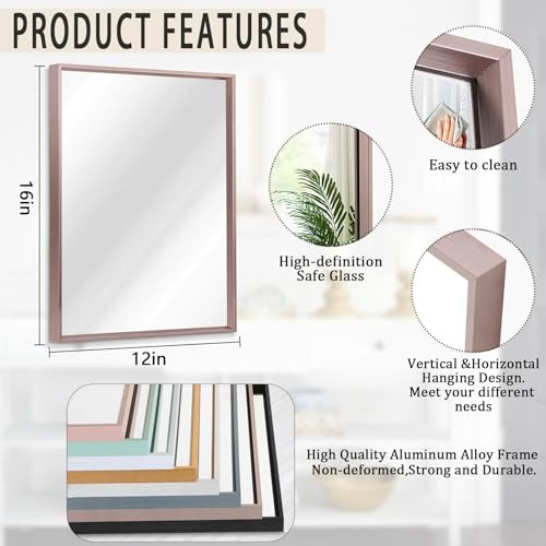 Espejo Rectangular Con Marco De Metal Aazzkang Para Baño, Do