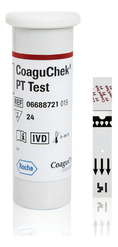 Coaguchek Xs Pt Test Tiras Reactivas Caja Con 24 Pruebas Color Blanco