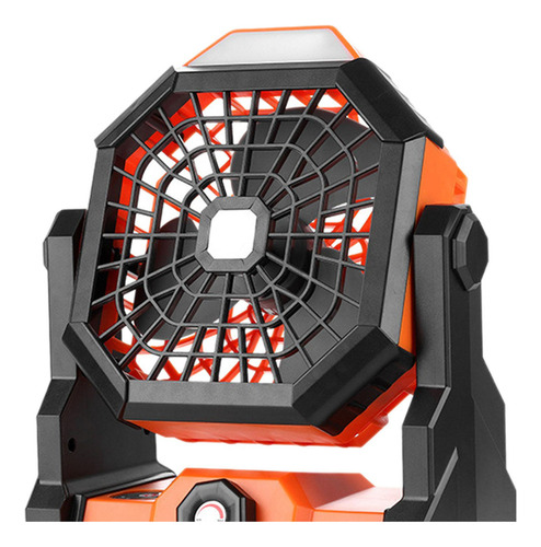 Ventilador De Camping Con Linterna Led, Ventilador Naranja