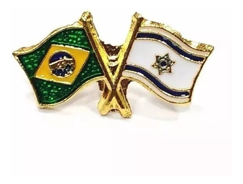 Kit 5 Bótom Pim Broche Bandeira Brasil X Israel Folheados