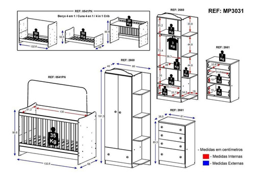 Imagem 9 de 9 de Quarto Completo C/ Berço 4x1 João E Maria Multimóveis Branco