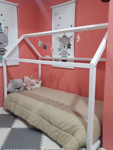 Cama 1 Plaza Montessori Pintada Y Con Almohadón De Regalo!