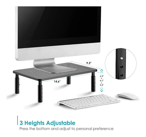 Base Monitor Soporte 3niveles Notebook Pc Ajustable Organiza