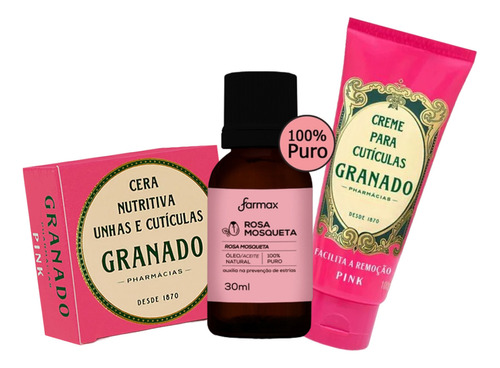  Óleo De Rosa Mosqueta Puro+kit Granado Cera+creme Hidratante
