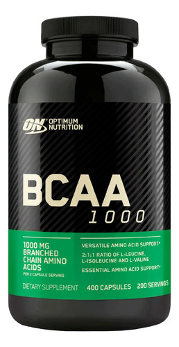 Aminoácido Optimum Nutrition Bcaa 1000 400 Cápsulas