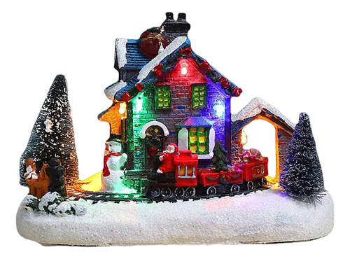 Christmas Led Lit Village Houses With Figurines Light Up