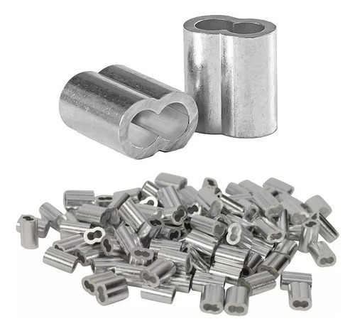 Casquillo Aluminio Piola Acero De 1/8 (3mm) 100 Unidades
