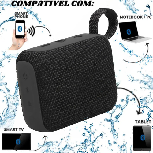 Caixa De Som Bluetooth Go4 Potente Portatil Resistente Água Preto