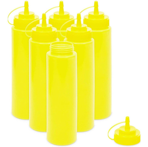 Botella Plastico Para Condimento Amarillo 24 Oz 6