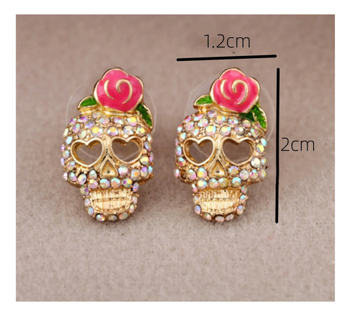 Aretes Calavera Rosas Dia Muertos Halloween Pack