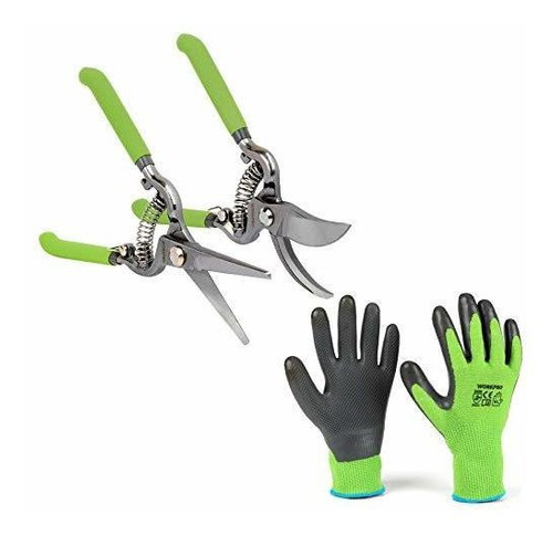 2 Piece Pruning Shears Set Pairs Bamboo Garden Glove With