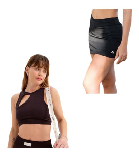 Conjunto Deportivo! Top Mujer Greta + Pollera C/ Calza Mujer