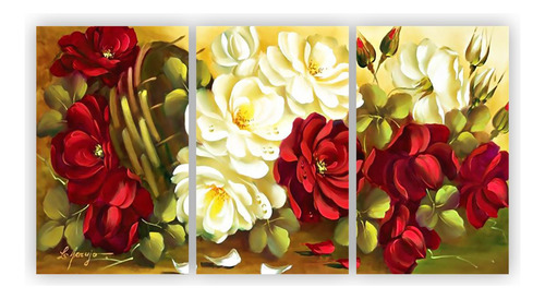 Quadro Pintura Rosas Arte Canvas 125x65cm