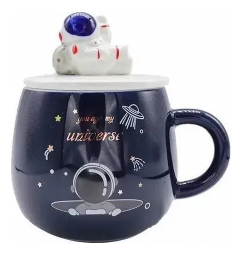 Taza Astronauta Espacio Diseño Kawaii Con Cuchara