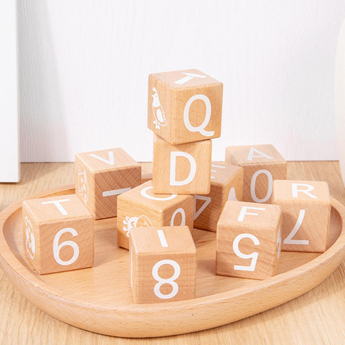 Bloque Numérico Apilable De Madera Con Letras .sj