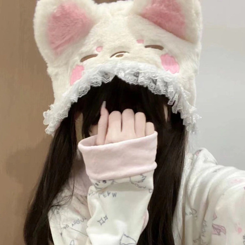 Gorro Unisex Con Orejas De Gato, Cálido, Diseño De Dibujos A