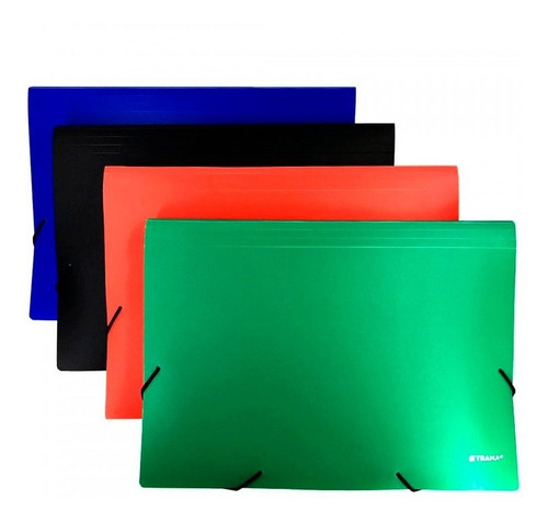 Carpeta A4 Clasificador Trama 12 Divisiones Con Elastico Color Negro