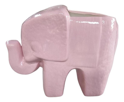 Maceta De Cerámica Elefante Rosa Ideal Para Decoración Color Rosa Pastel