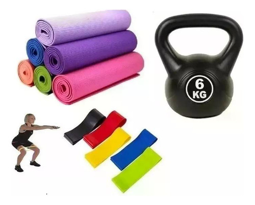 Mat Yoga 5mm + Pesa Rusa 6kg + 5 Bandas Elásticas