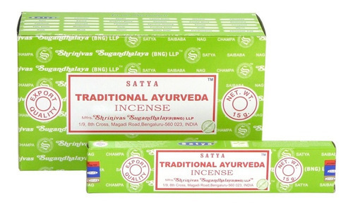 Sahumerios Satya Nag Champa - 12 Unidades Fragancia Tradicional Ayurveda