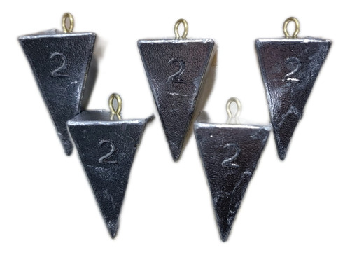 5 Plomadas Tipo Pirámide #2 P/pesca De Unidimiento Rapido