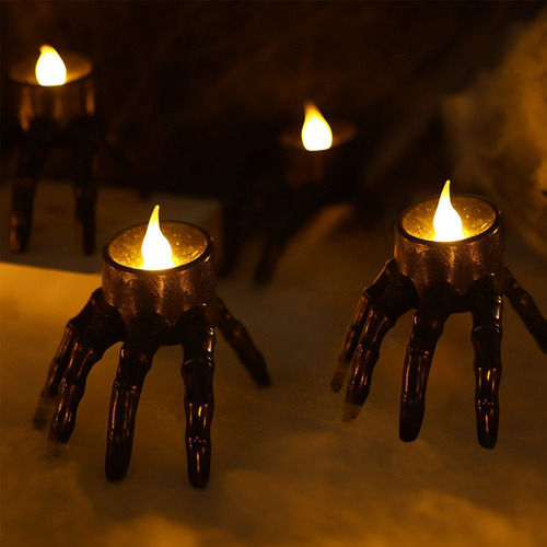 Vela De Mano S Halloween Spooky Skeleton, Lámpara Sin Llama,