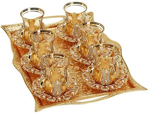 Imagen 6 de 7 de Taza (juego De 6) Juego De Vasos De Té Turco Con Platos, Cu