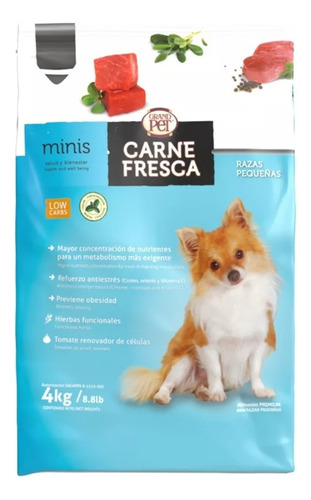 Grand Pet Carne Fresca Minis 15 Kg + Pavo Y Pollo Sobres